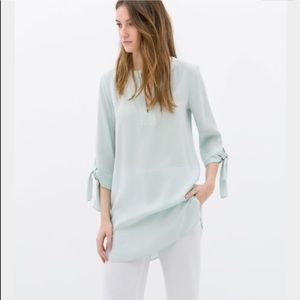 Zara Mint Tie Sleeve Mint Tunic Dress